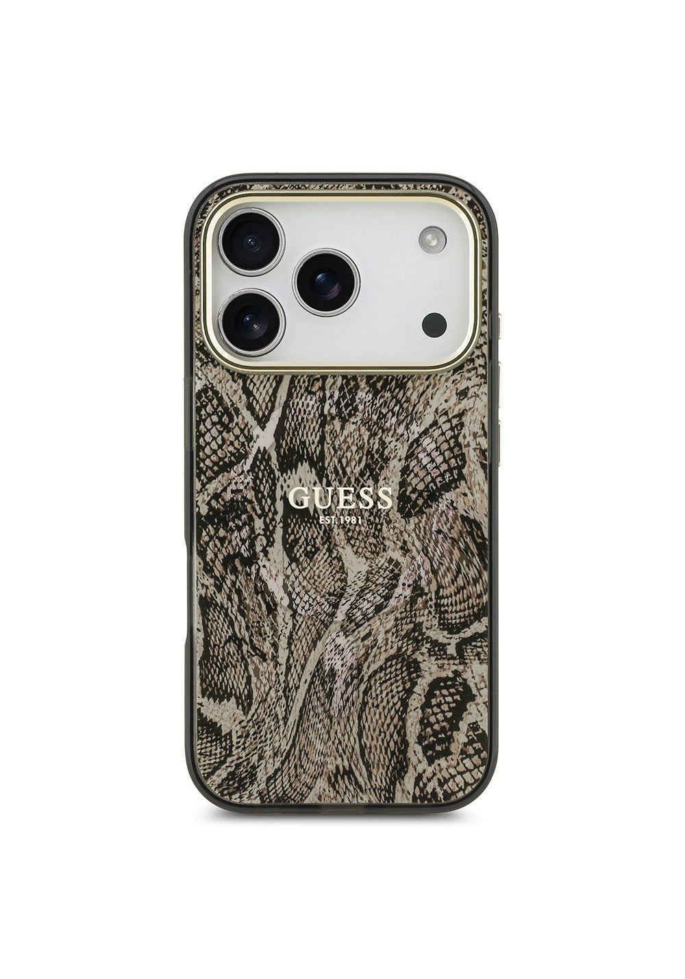 Apple iPhone 17 Pro Max Kılıf Guess Orijinal Lisanslı Manyetik Şarj Uyumlu Yazı Logolu Python Desenli Kapak