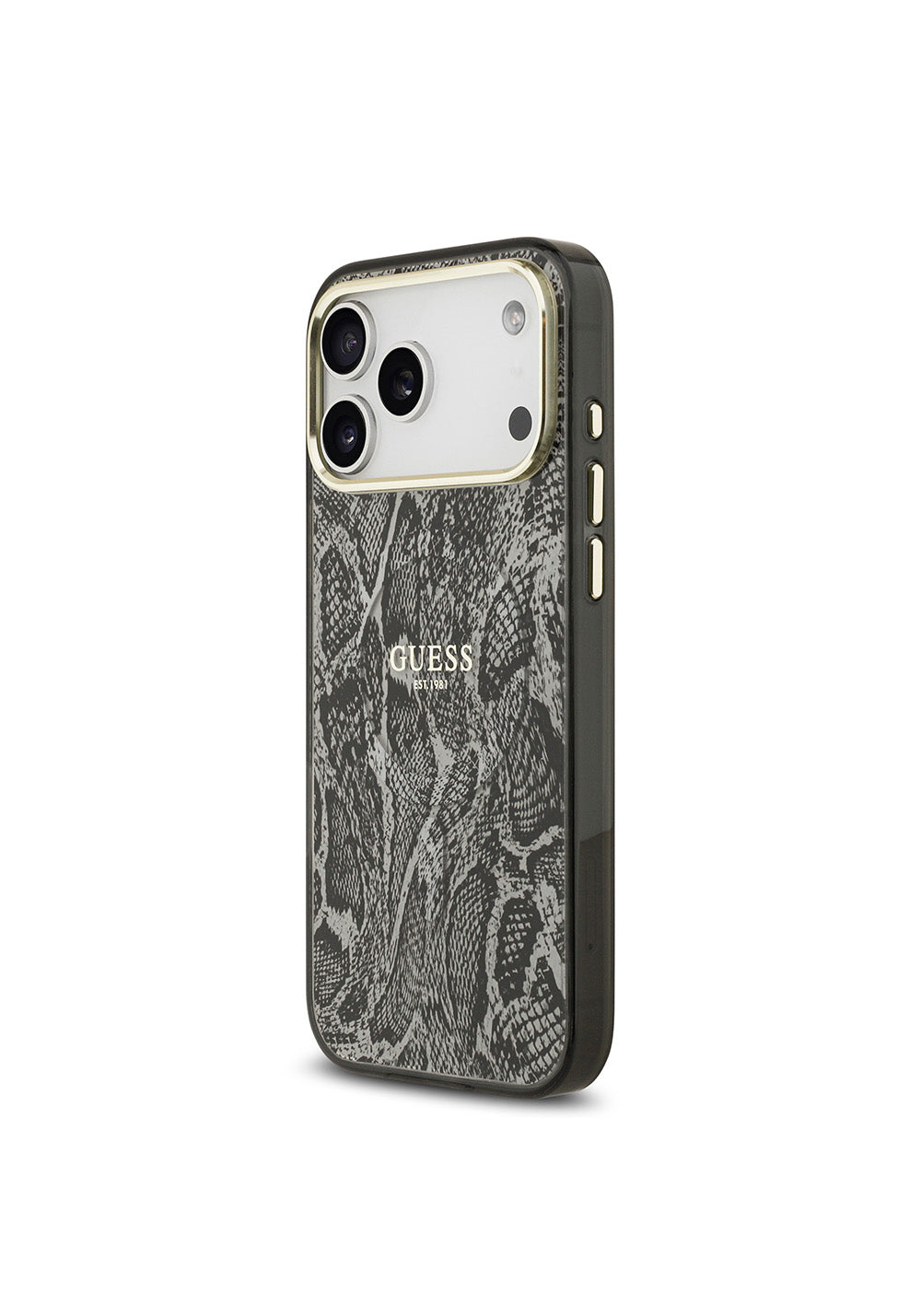 Apple iPhone 17 Pro Max Kılıf Guess Orijinal Lisanslı Manyetik Şarj Uyumlu Yazı Logolu Python Desenli Kapak