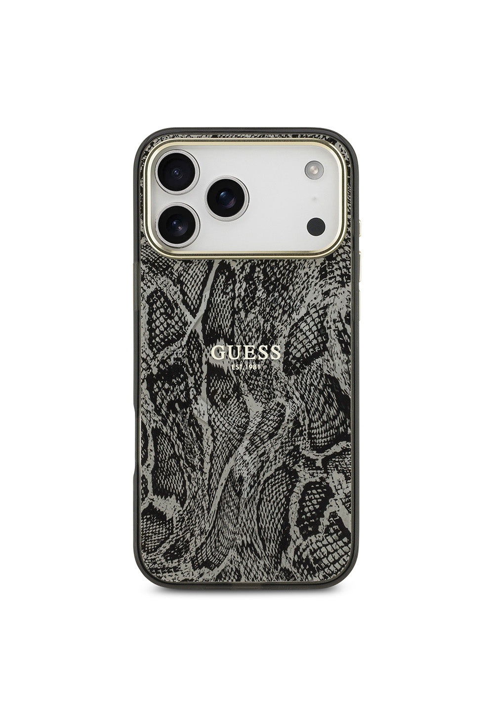 Apple iPhone 17 Pro Max Kılıf Guess Orijinal Lisanslı Manyetik Şarj Uyumlu Yazı Logolu Python Desenli Kapak