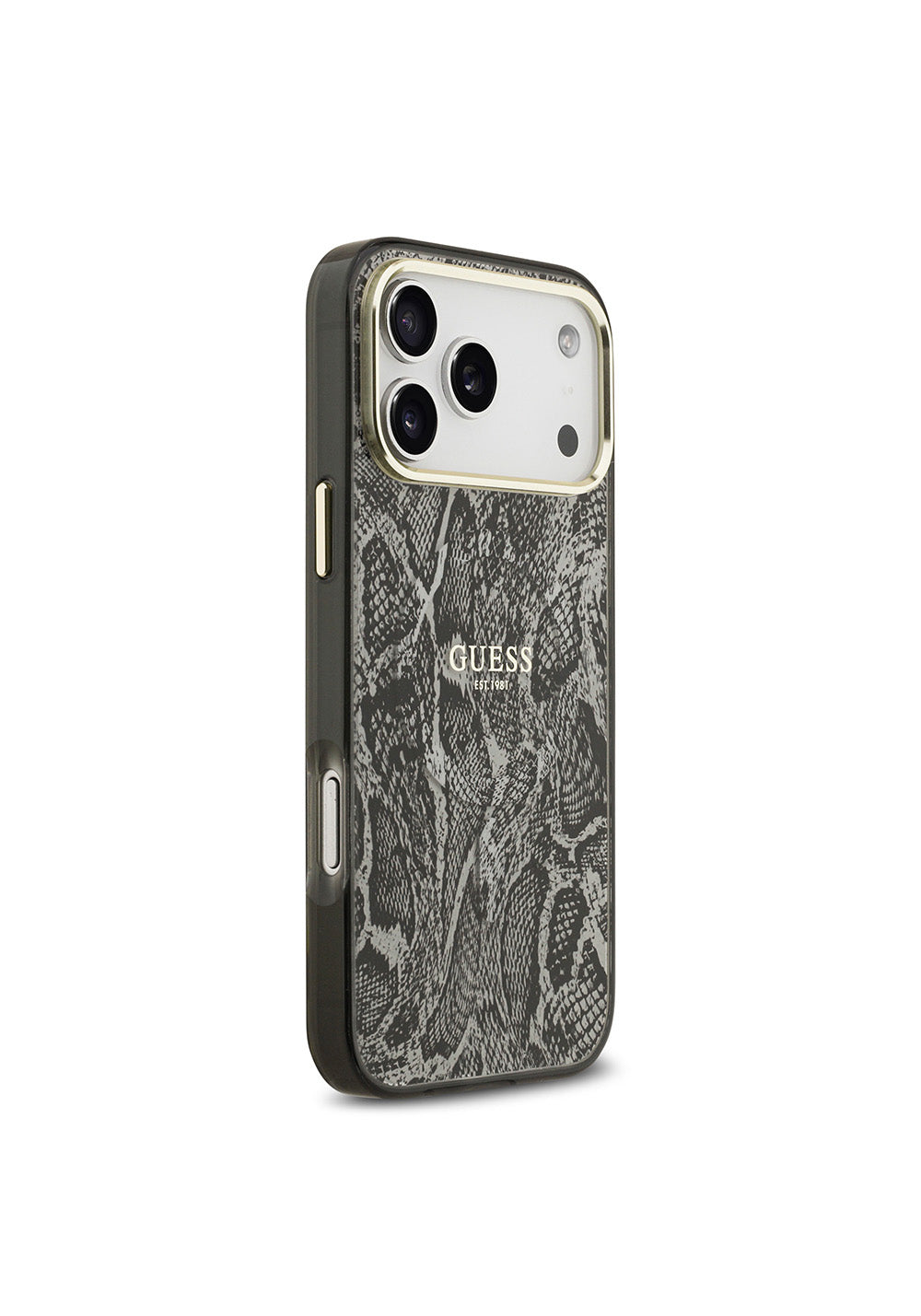 Apple iPhone 17 Pro Max Kılıf Guess Orijinal Lisanslı Manyetik Şarj Uyumlu Yazı Logolu Python Desenli Kapak