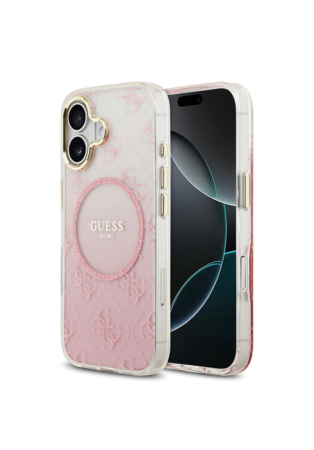 Apple iPhone 17 Kılıf Guess Orijinal Lisanslı Manyetik Şarj Uyumlu 4G Desenli Simli Silikon Kapak