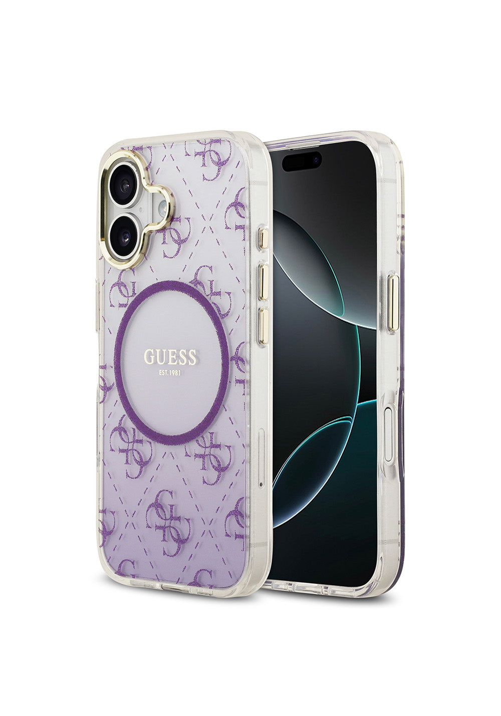 Apple iPhone 17 Kılıf Guess Orijinal Lisanslı Manyetik Şarj Uyumlu 4G Desenli Simli Silikon Kapak