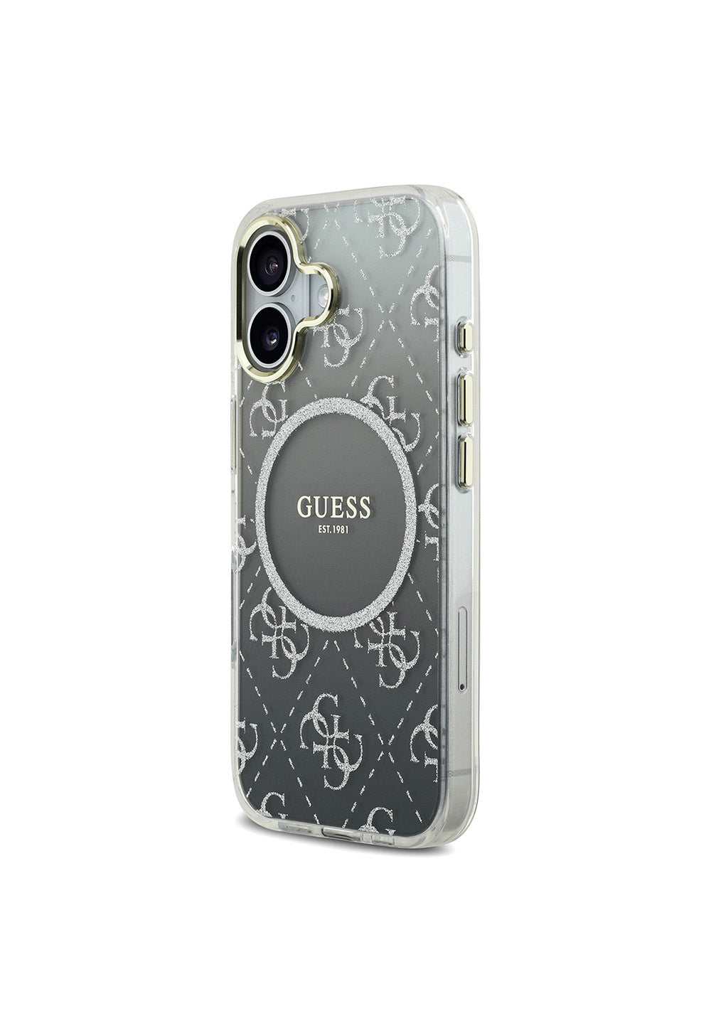 Apple iPhone 17 Kılıf Guess Orijinal Lisanslı Manyetik Şarj Uyumlu 4G Desenli Simli Silikon Kapak