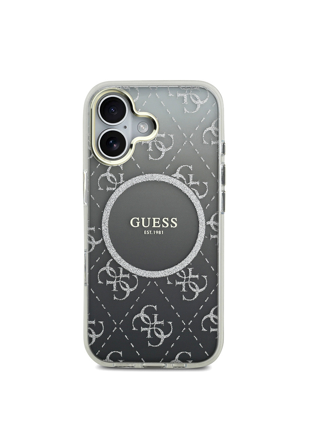 Apple iPhone 17 Kılıf Guess Orijinal Lisanslı Manyetik Şarj Uyumlu 4G Desenli Simli Silikon Kapak