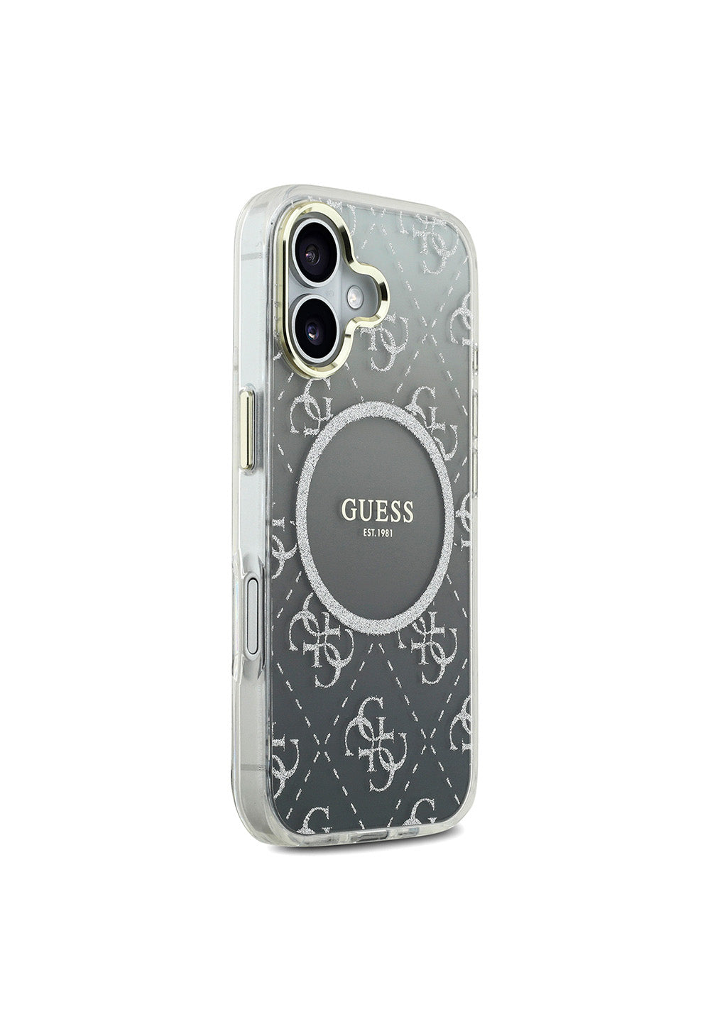 Apple iPhone 17 Kılıf Guess Orijinal Lisanslı Manyetik Şarj Uyumlu 4G Desenli Simli Silikon Kapak