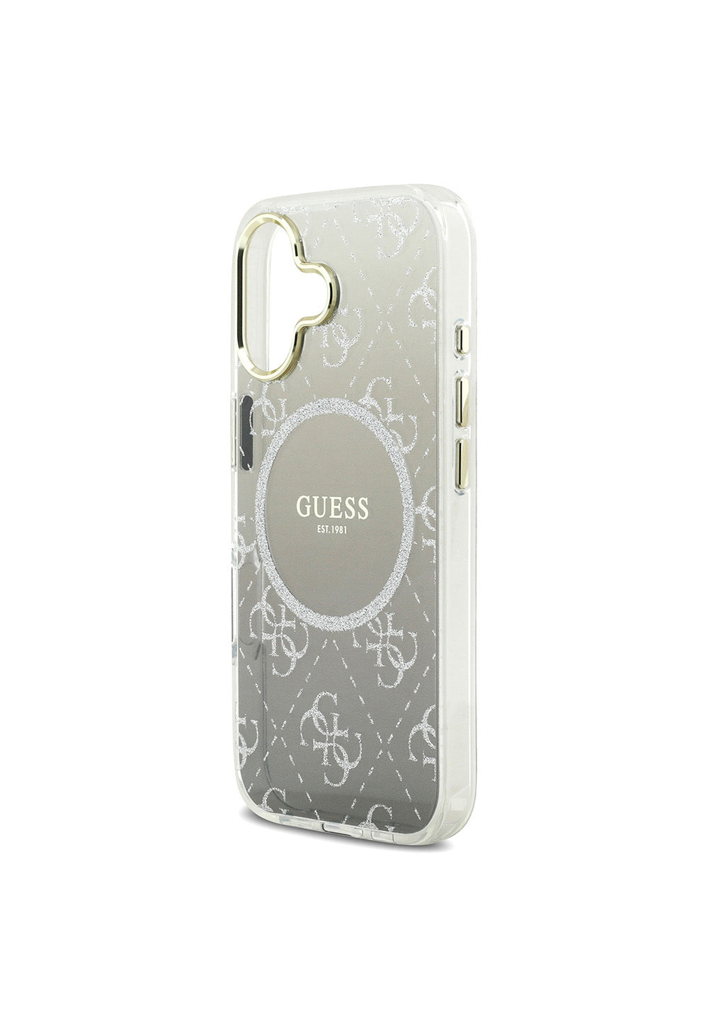 Apple iPhone 17 Kılıf Guess Orijinal Lisanslı Manyetik Şarj Uyumlu 4G Desenli Simli Silikon Kapak