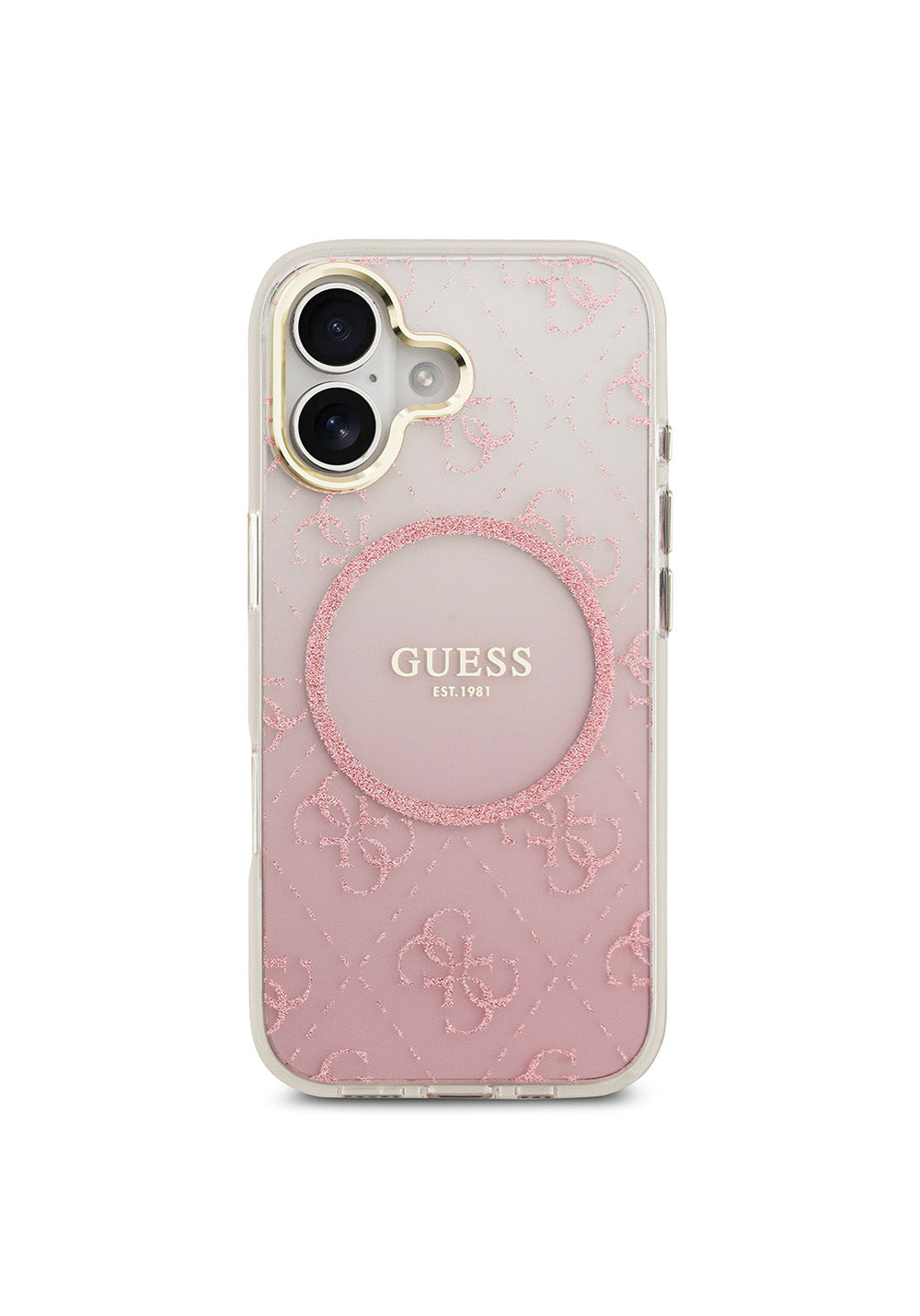 Apple iPhone 17 Kılıf Guess Orijinal Lisanslı Manyetik Şarj Uyumlu 4G Desenli Simli Silikon Kapak