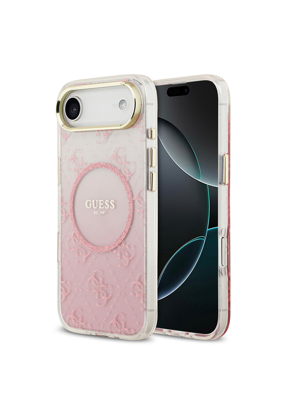 Apple iPhone 17 Air Kılıf Guess Orijinal Lisanslı Manyetik Şarj Uyumlu 4G Desenli Simli Silikon Kapak