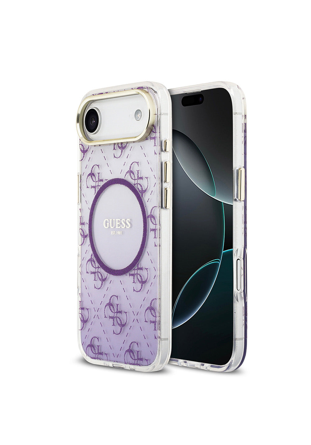 Apple iPhone 17 Air Kılıf Guess Orijinal Lisanslı Manyetik Şarj Uyumlu 4G Desenli Simli Silikon Kapak