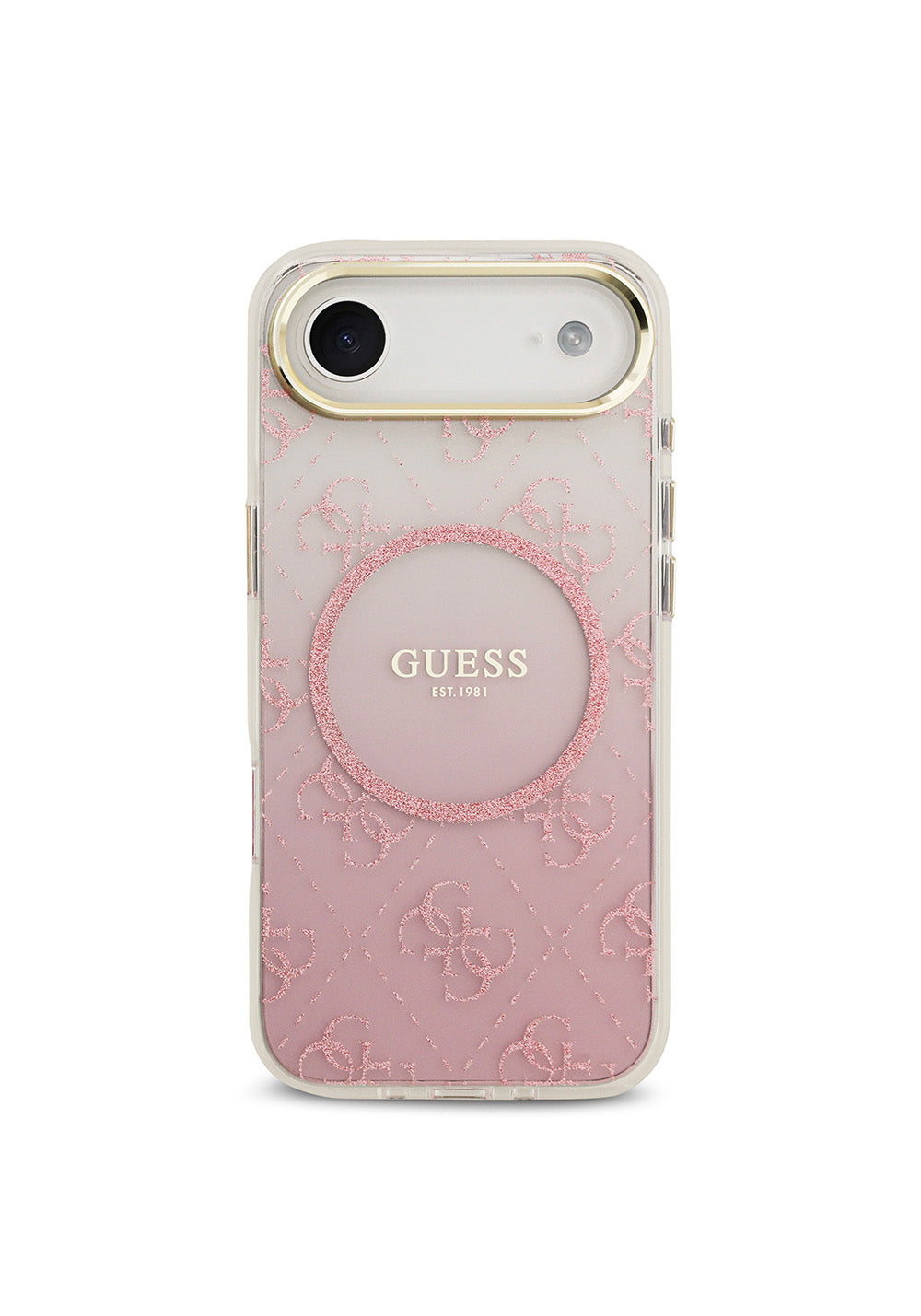 Apple iPhone 17 Air Kılıf Guess Orijinal Lisanslı Manyetik Şarj Uyumlu 4G Desenli Simli Silikon Kapak