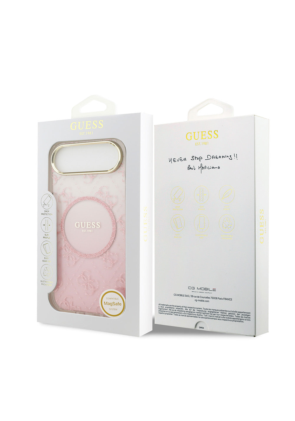 Apple iPhone 17 Air Kılıf Guess Orijinal Lisanslı Manyetik Şarj Uyumlu 4G Desenli Simli Silikon Kapak