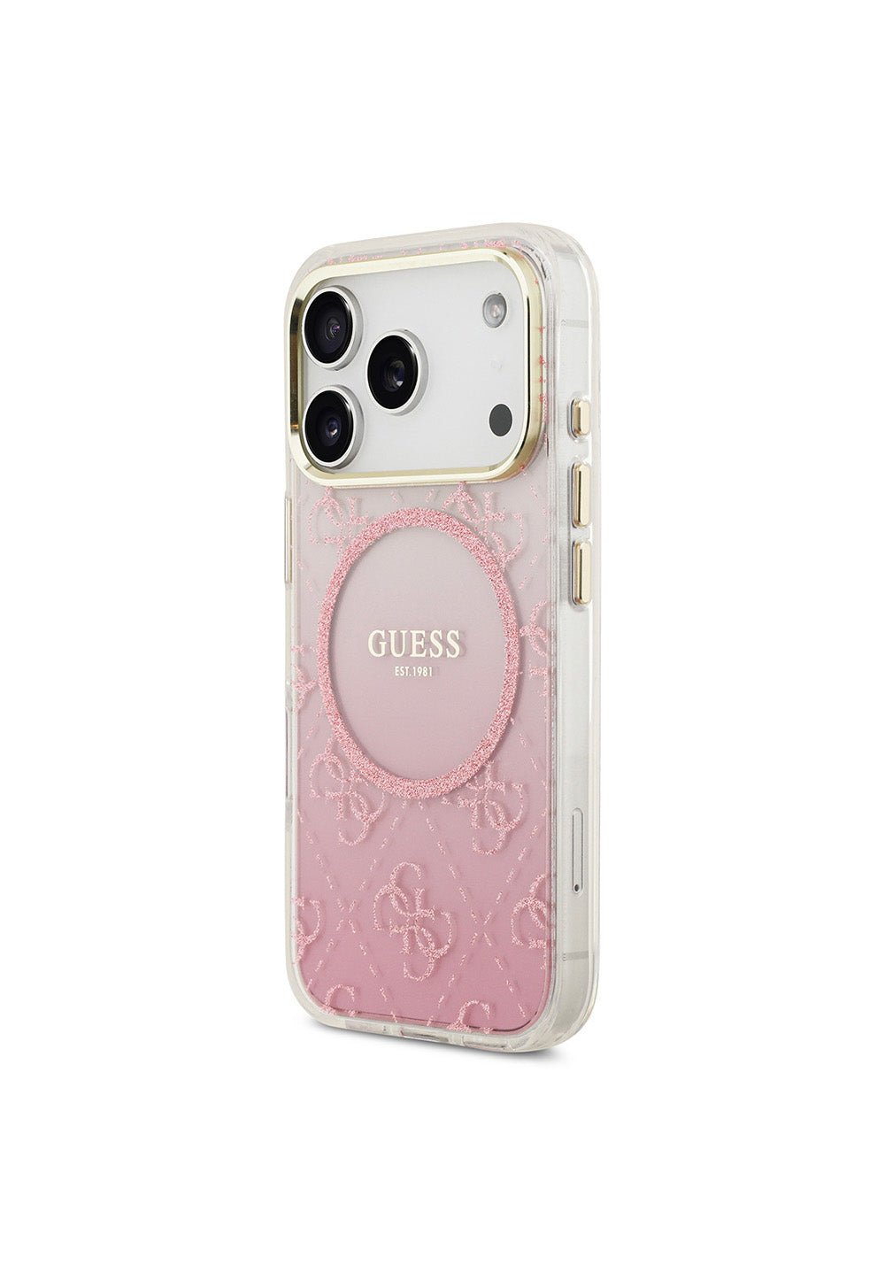 Apple iPhone 17 Pro Kılıf Guess Orijinal Lisanslı Manyetik Şarj Uyumlu 4G Desenli Simli Silikon Kapak