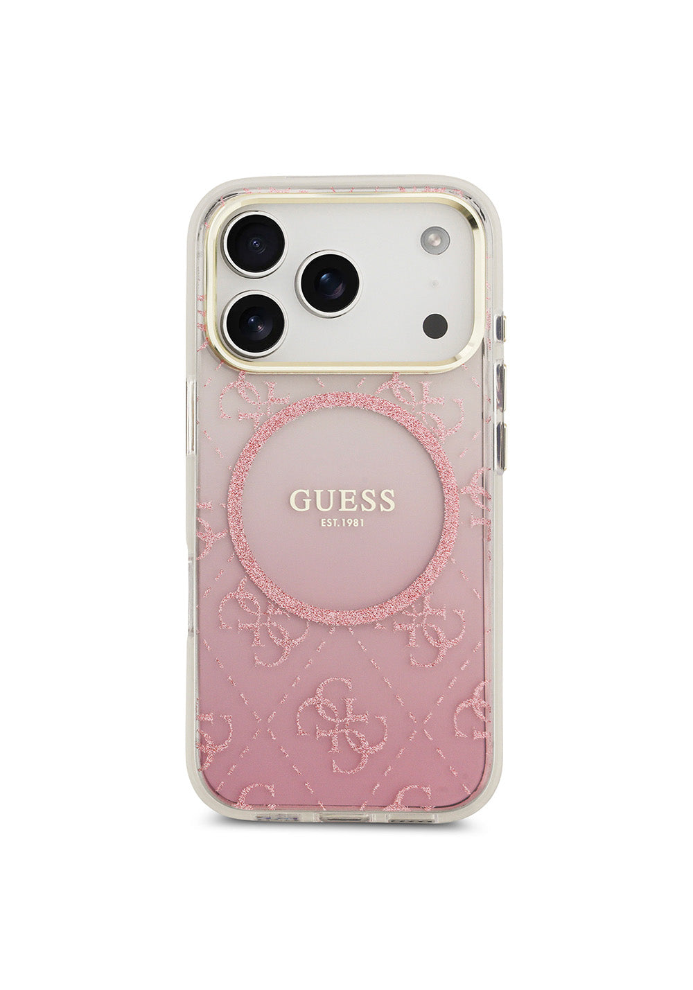 Apple iPhone 17 Pro Kılıf Guess Orijinal Lisanslı Manyetik Şarj Uyumlu 4G Desenli Simli Silikon Kapak