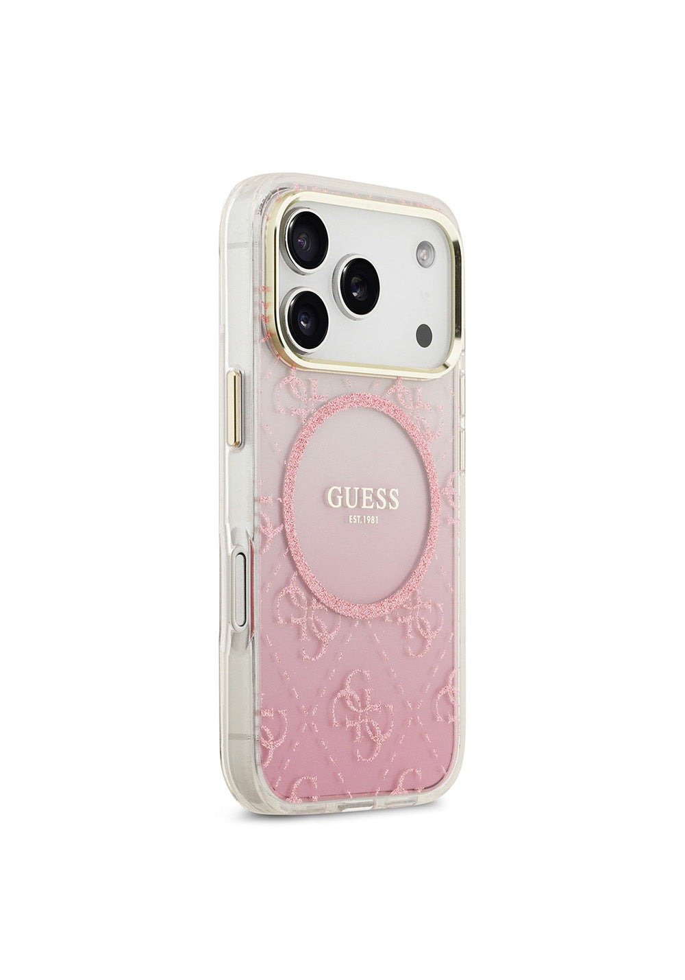 Apple iPhone 17 Pro Kılıf Guess Orijinal Lisanslı Manyetik Şarj Uyumlu 4G Desenli Simli Silikon Kapak