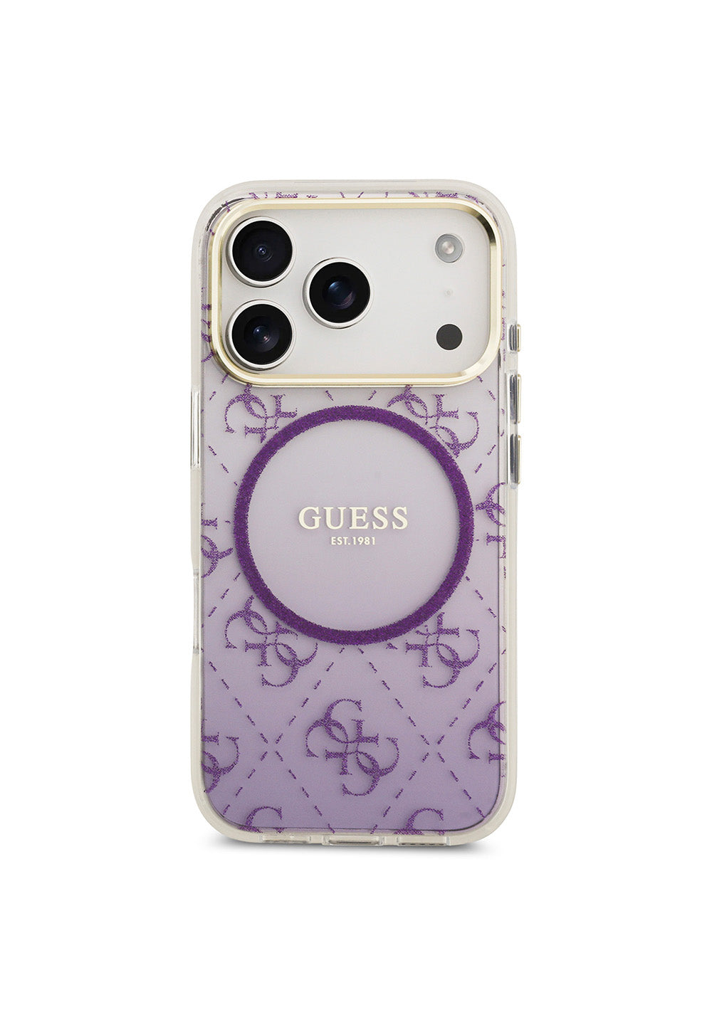 Apple iPhone 17 Pro Kılıf Guess Orijinal Lisanslı Manyetik Şarj Uyumlu 4G Desenli Simli Silikon Kapak