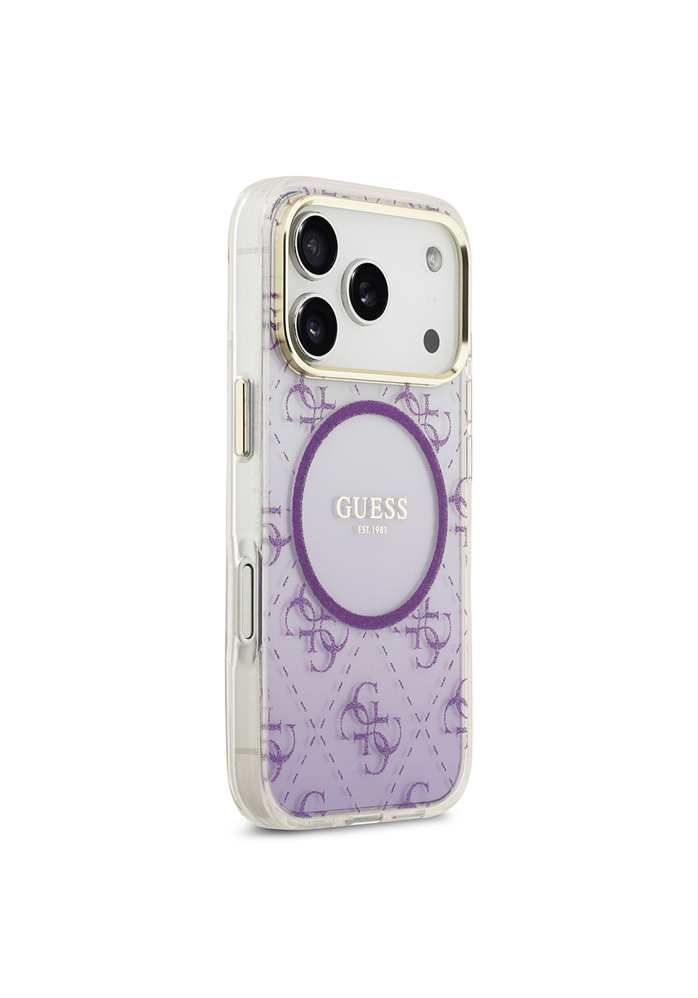 Apple iPhone 17 Pro Kılıf Guess Orijinal Lisanslı Manyetik Şarj Uyumlu 4G Desenli Simli Silikon Kapak