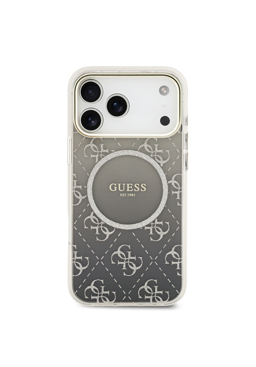 Apple iPhone 17 Pro Kılıf Guess Orijinal Lisanslı Manyetik Şarj Uyumlu 4G Desenli Simli Silikon Kapak