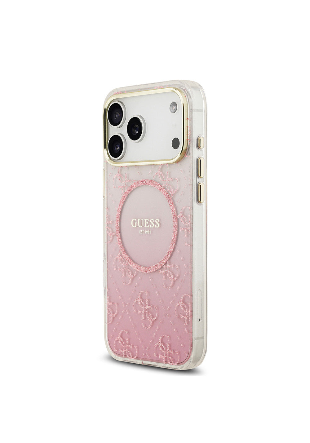 Apple iPhone 17 Pro Max Kılıf Guess Orijinal Lisanslı Manyetik Şarj Uyumlu 4G Desenli Simli Silikon Kapak
