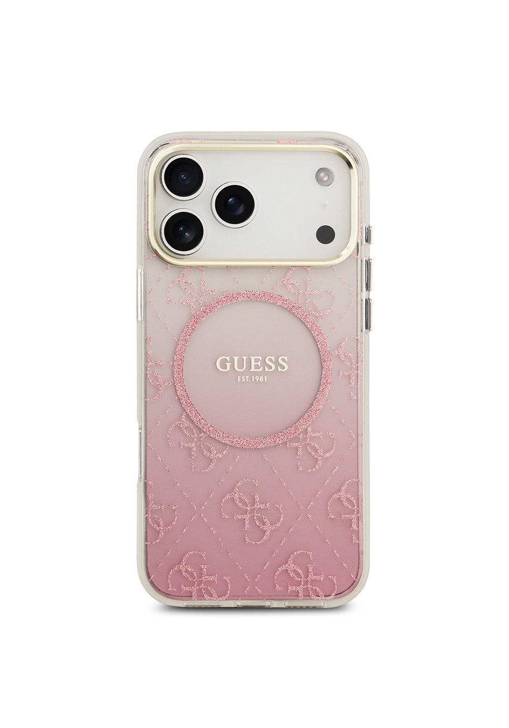 Apple iPhone 17 Pro Max Kılıf Guess Orijinal Lisanslı Manyetik Şarj Uyumlu 4G Desenli Simli Silikon Kapak