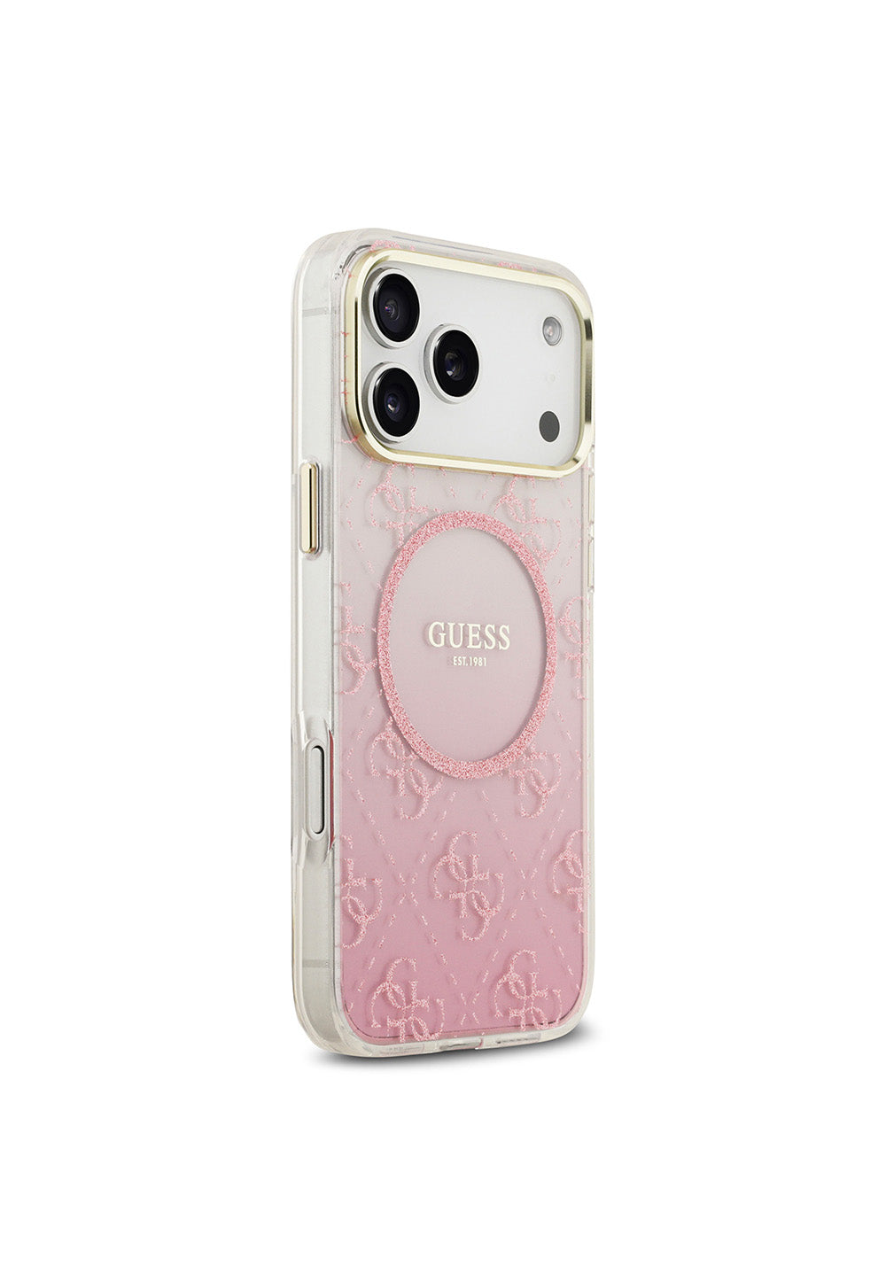 Apple iPhone 17 Pro Max Kılıf Guess Orijinal Lisanslı Manyetik Şarj Uyumlu 4G Desenli Simli Silikon Kapak