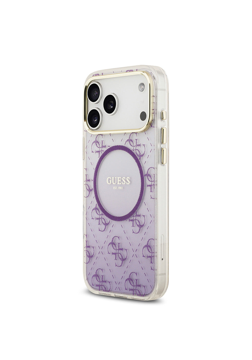 Apple iPhone 17 Pro Max Kılıf Guess Orijinal Lisanslı Manyetik Şarj Uyumlu 4G Desenli Simli Silikon Kapak