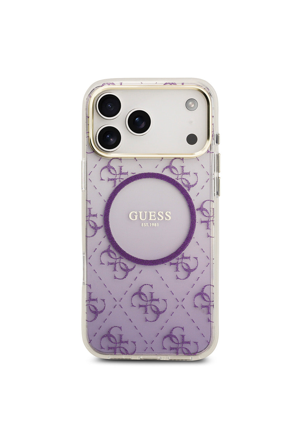 Apple iPhone 17 Pro Max Kılıf Guess Orijinal Lisanslı Manyetik Şarj Uyumlu 4G Desenli Simli Silikon Kapak