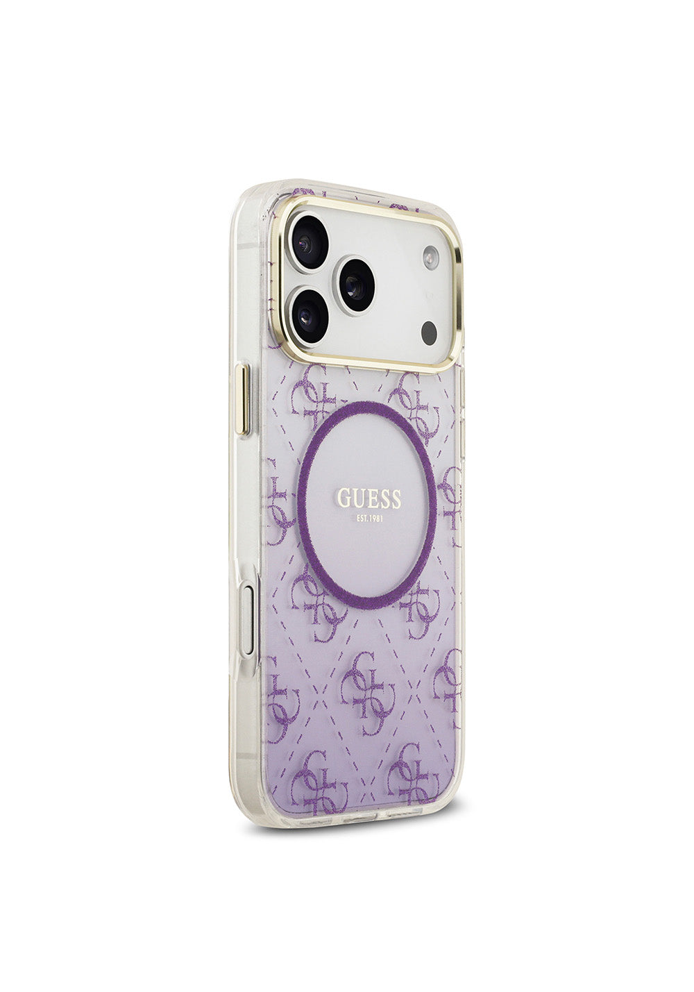 Apple iPhone 17 Pro Max Kılıf Guess Orijinal Lisanslı Manyetik Şarj Uyumlu 4G Desenli Simli Silikon Kapak