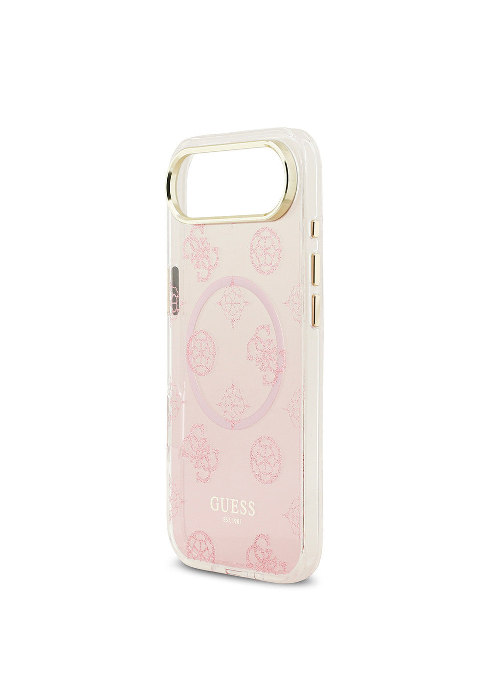 Apple iPhone 17 Air Kılıf Guess Orijinal Lisanslı Manyetik Şarj Uyumlu Simli Peony Desenli Silikon Kapak