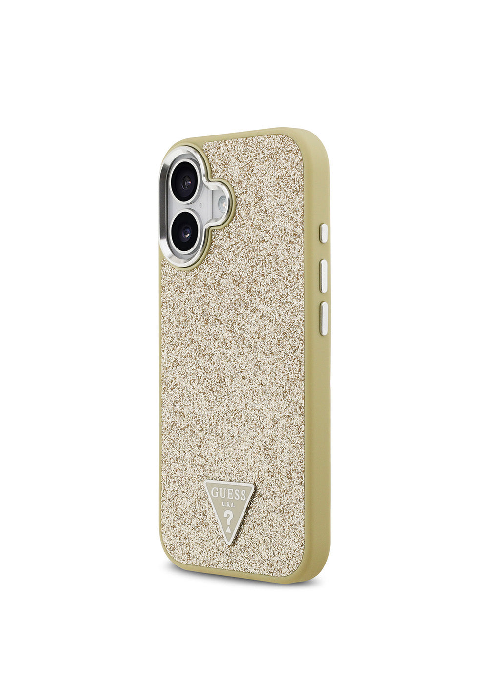 Apple iPhone 17 Kılıf Guess Orijinal Lisanslı Manyetik Şarj Uyumlu Metal Kamera Çerçeveli Üçgen Logolu Glitter Kapak