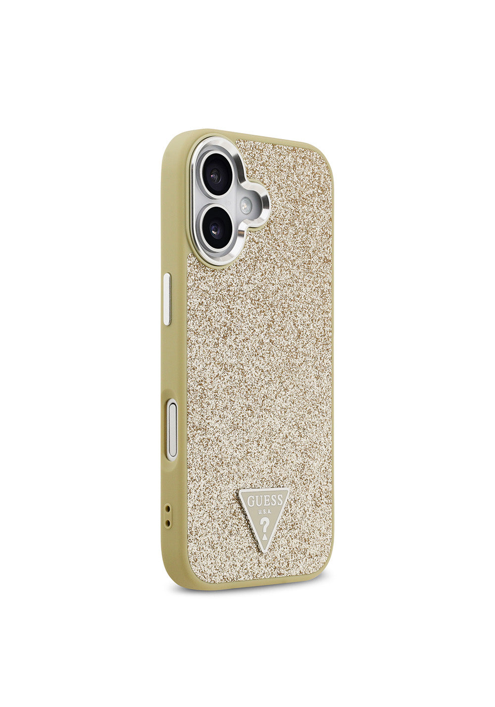 Apple iPhone 17 Kılıf Guess Orijinal Lisanslı Manyetik Şarj Uyumlu Metal Kamera Çerçeveli Üçgen Logolu Glitter Kapak