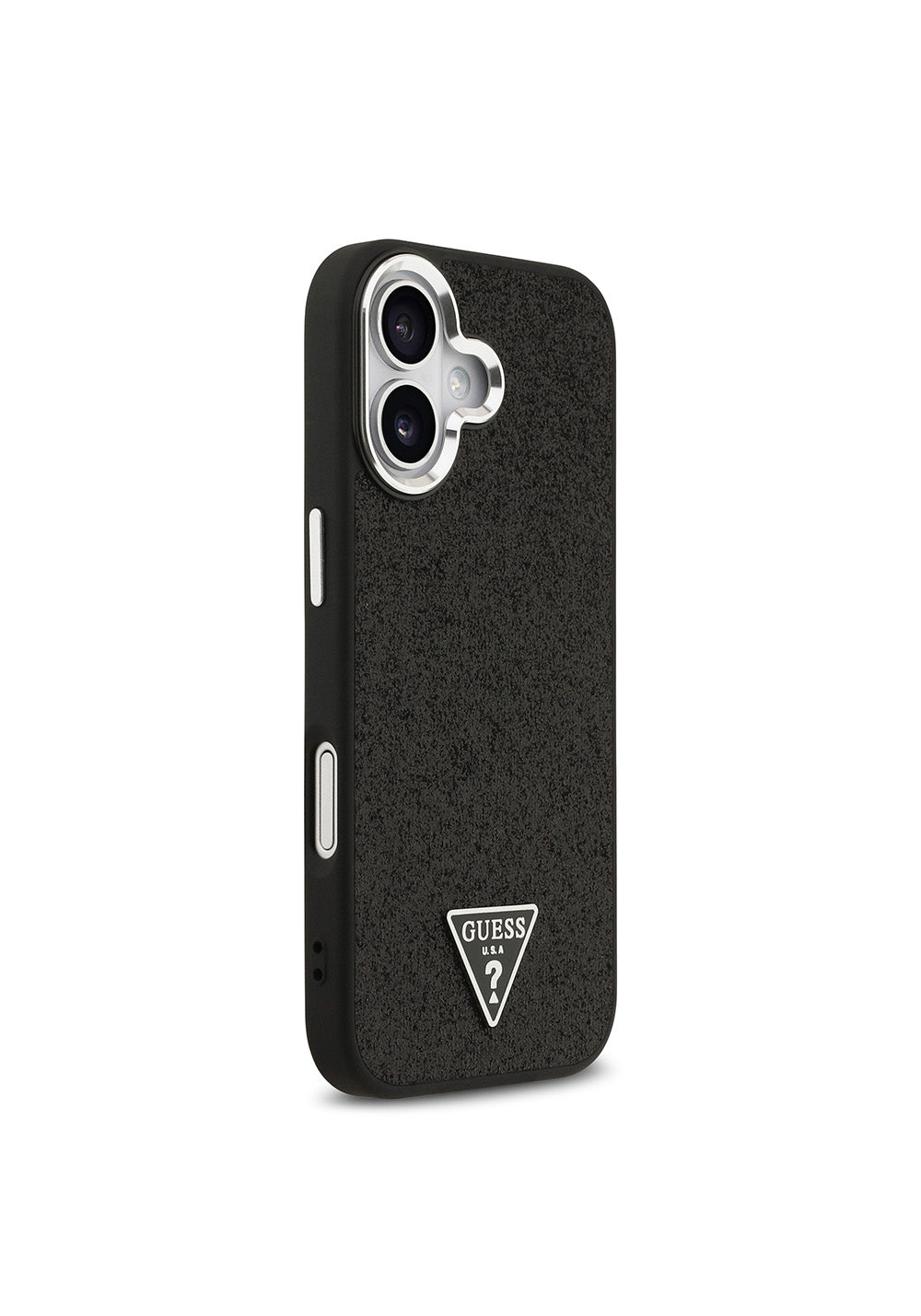 Apple iPhone 17 Kılıf Guess Orijinal Lisanslı Manyetik Şarj Uyumlu Metal Kamera Çerçeveli Üçgen Logolu Glitter Kapak