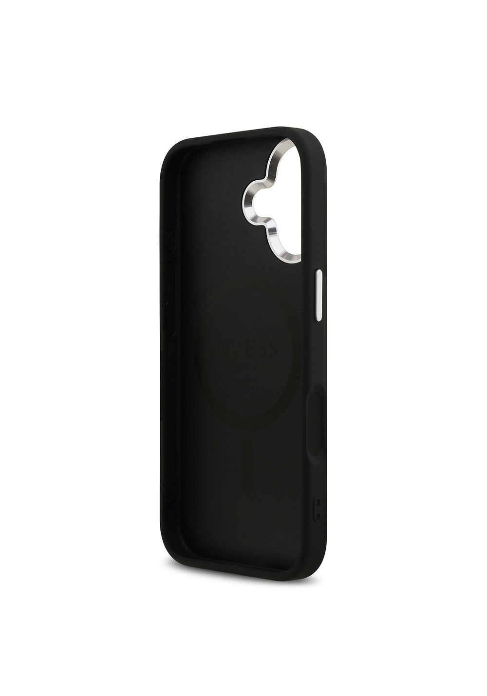 Apple iPhone 17 Kılıf Guess Orijinal Lisanslı Manyetik Şarj Uyumlu Metal Kamera Çerçeveli Üçgen Logolu Glitter Kapak