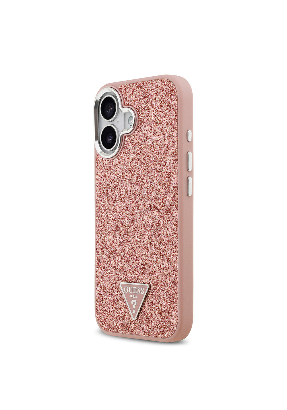 Apple iPhone 17 Kılıf Guess Orijinal Lisanslı Manyetik Şarj Uyumlu Metal Kamera Çerçeveli Üçgen Logolu Glitter Kapak
