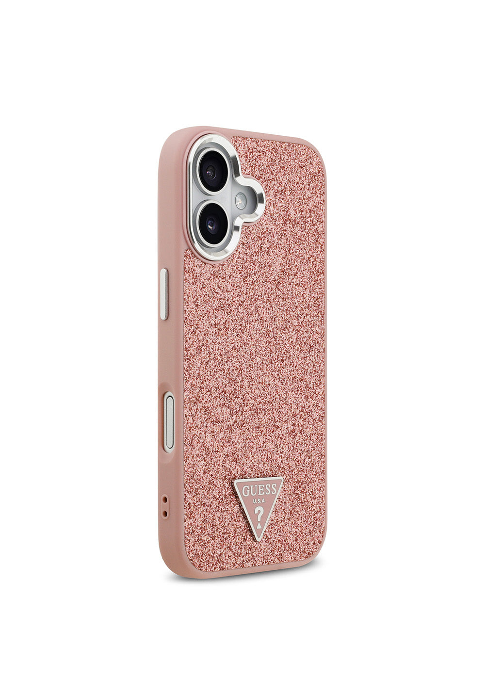 Apple iPhone 17 Kılıf Guess Orijinal Lisanslı Manyetik Şarj Uyumlu Metal Kamera Çerçeveli Üçgen Logolu Glitter Kapak