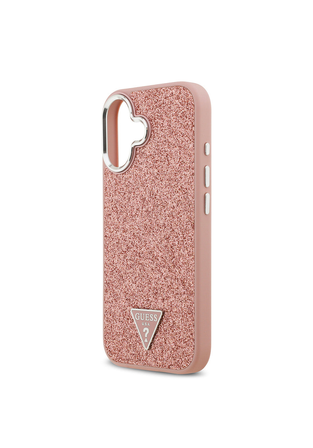 Apple iPhone 17 Kılıf Guess Orijinal Lisanslı Manyetik Şarj Uyumlu Metal Kamera Çerçeveli Üçgen Logolu Glitter Kapak