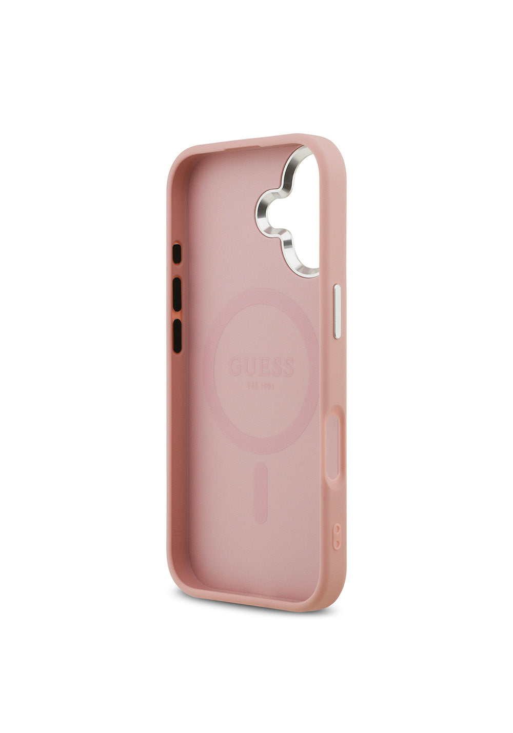 Apple iPhone 17 Kılıf Guess Orijinal Lisanslı Manyetik Şarj Uyumlu Metal Kamera Çerçeveli Üçgen Logolu Glitter Kapak