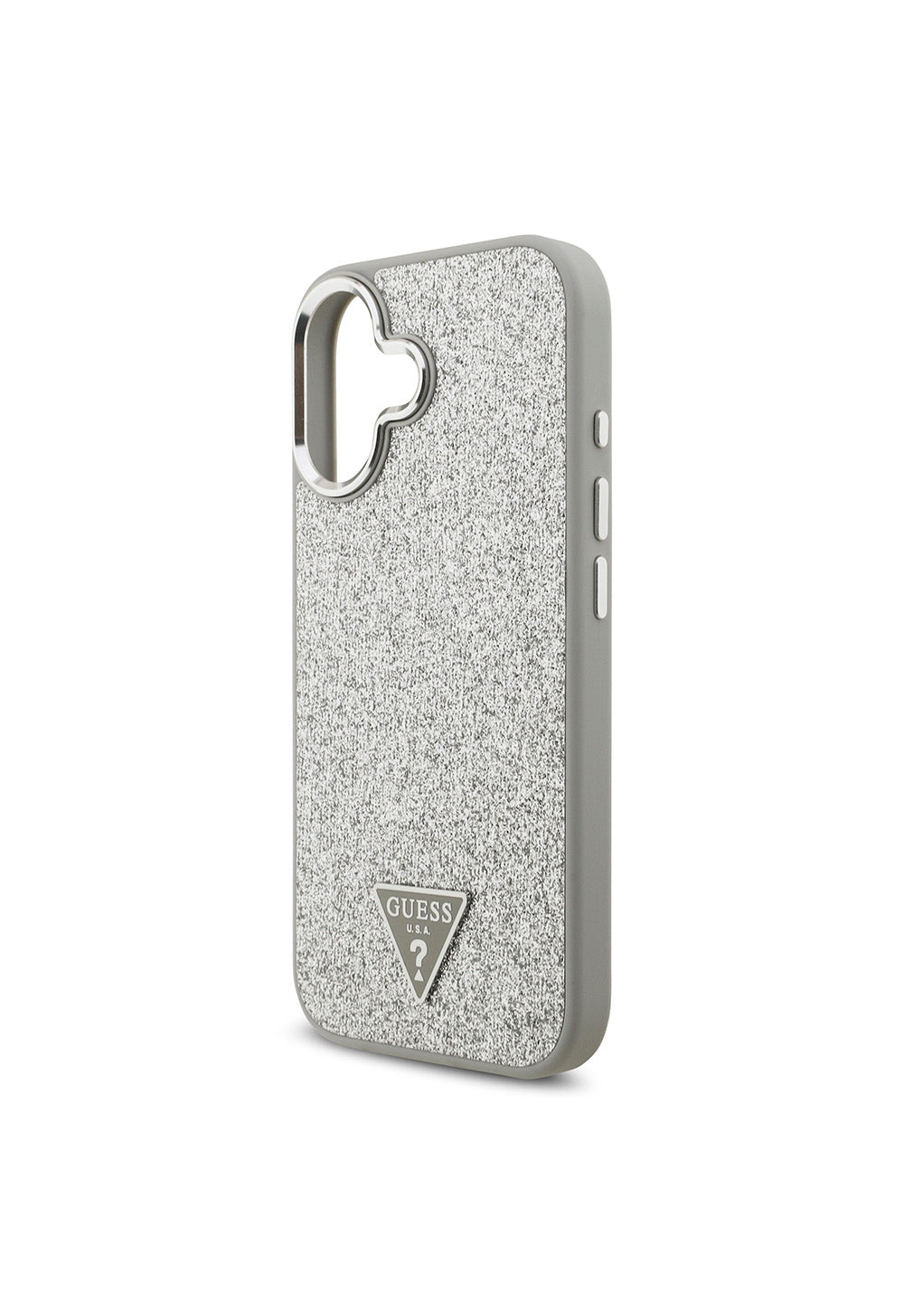 Apple iPhone 17 Kılıf Guess Orijinal Lisanslı Manyetik Şarj Uyumlu Metal Kamera Çerçeveli Üçgen Logolu Glitter Kapak