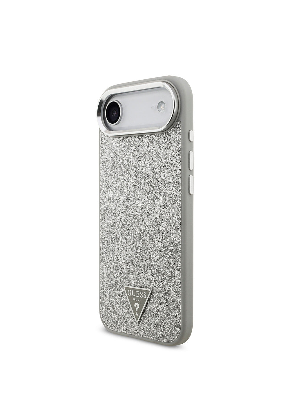 Apple iPhone 17 Air Kılıf Guess Orijinal Lisanslı Manyetik Şarj Uyumlu Metal Kamera Çerçeveli Üçgen Logolu Glitter Kapak
