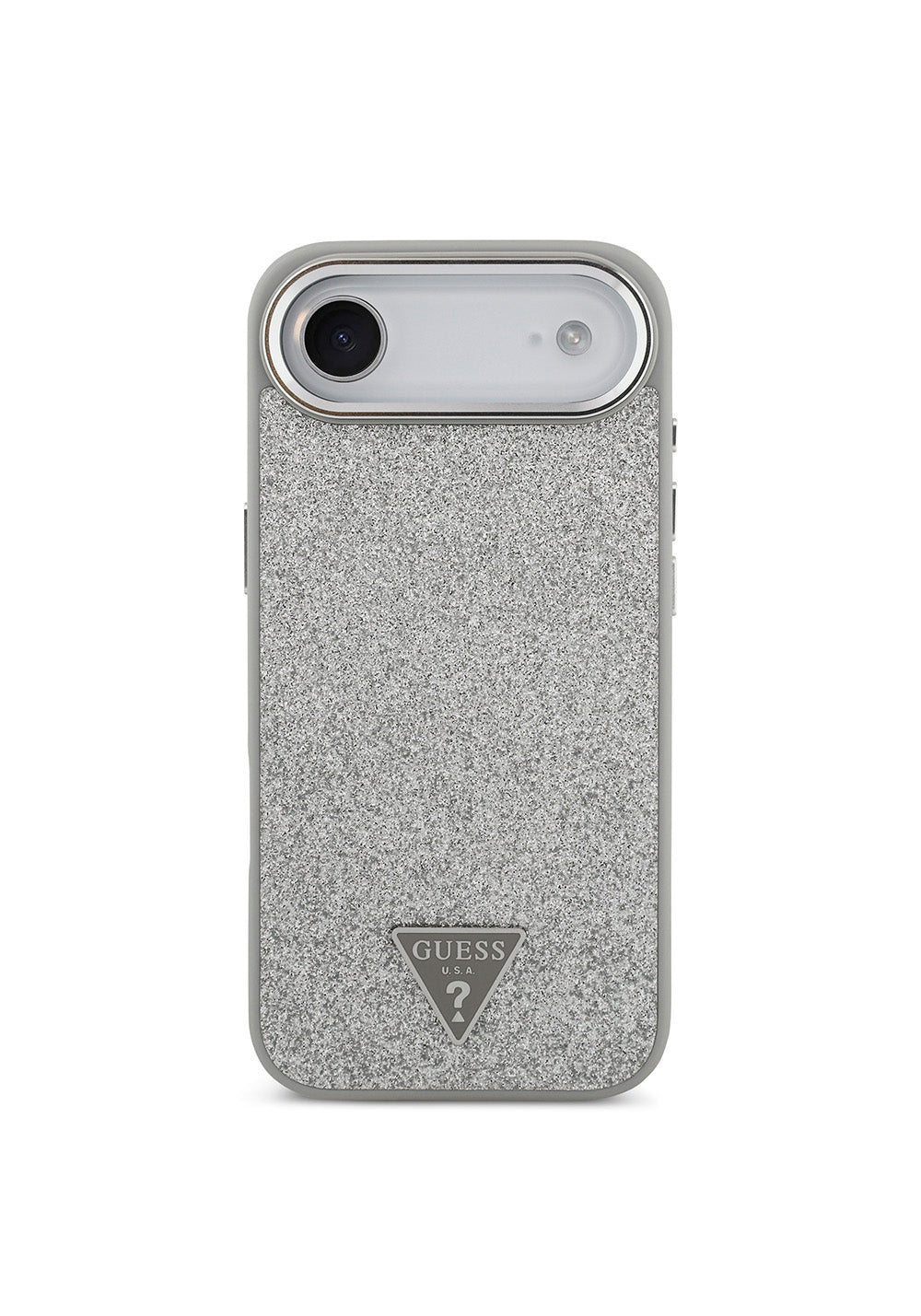 Apple iPhone 17 Air Kılıf Guess Orijinal Lisanslı Manyetik Şarj Uyumlu Metal Kamera Çerçeveli Üçgen Logolu Glitter Kapak