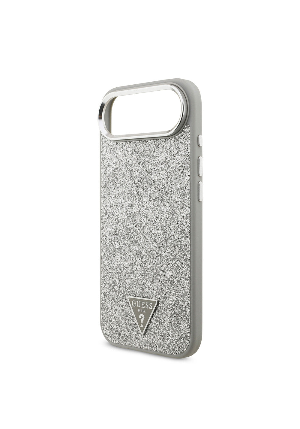 Apple iPhone 17 Air Kılıf Guess Orijinal Lisanslı Manyetik Şarj Uyumlu Metal Kamera Çerçeveli Üçgen Logolu Glitter Kapak
