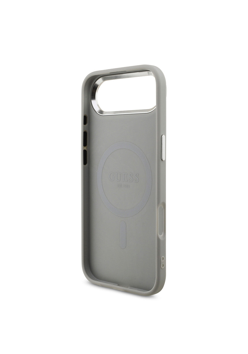Apple iPhone 17 Air Kılıf Guess Orijinal Lisanslı Manyetik Şarj Uyumlu Metal Kamera Çerçeveli Üçgen Logolu Glitter Kapak