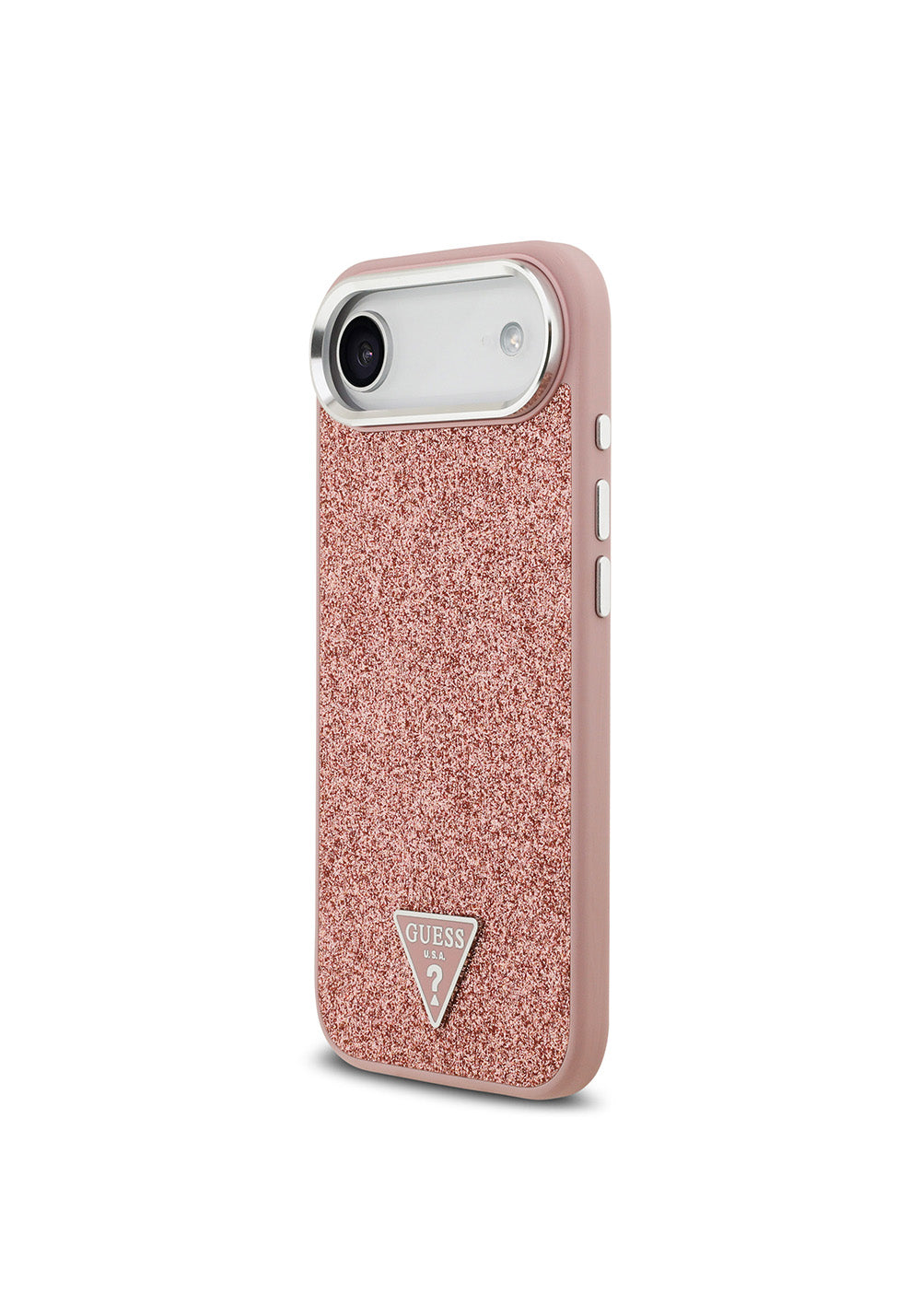 Apple iPhone 17 Air Kılıf Guess Orijinal Lisanslı Manyetik Şarj Uyumlu Metal Kamera Çerçeveli Üçgen Logolu Glitter Kapak