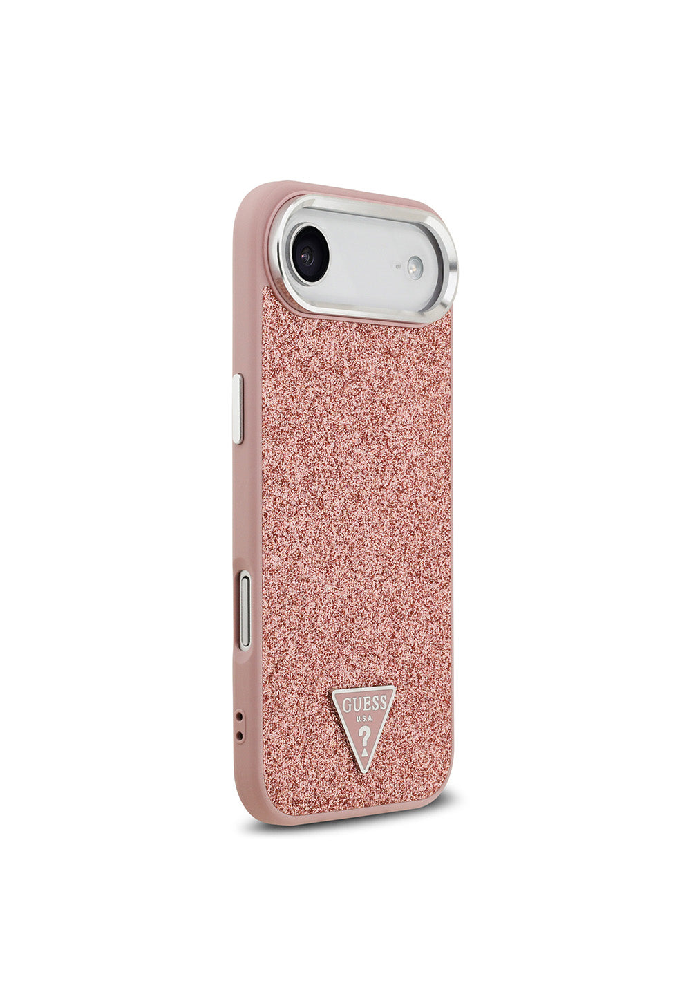 Apple iPhone 17 Air Kılıf Guess Orijinal Lisanslı Manyetik Şarj Uyumlu Metal Kamera Çerçeveli Üçgen Logolu Glitter Kapak