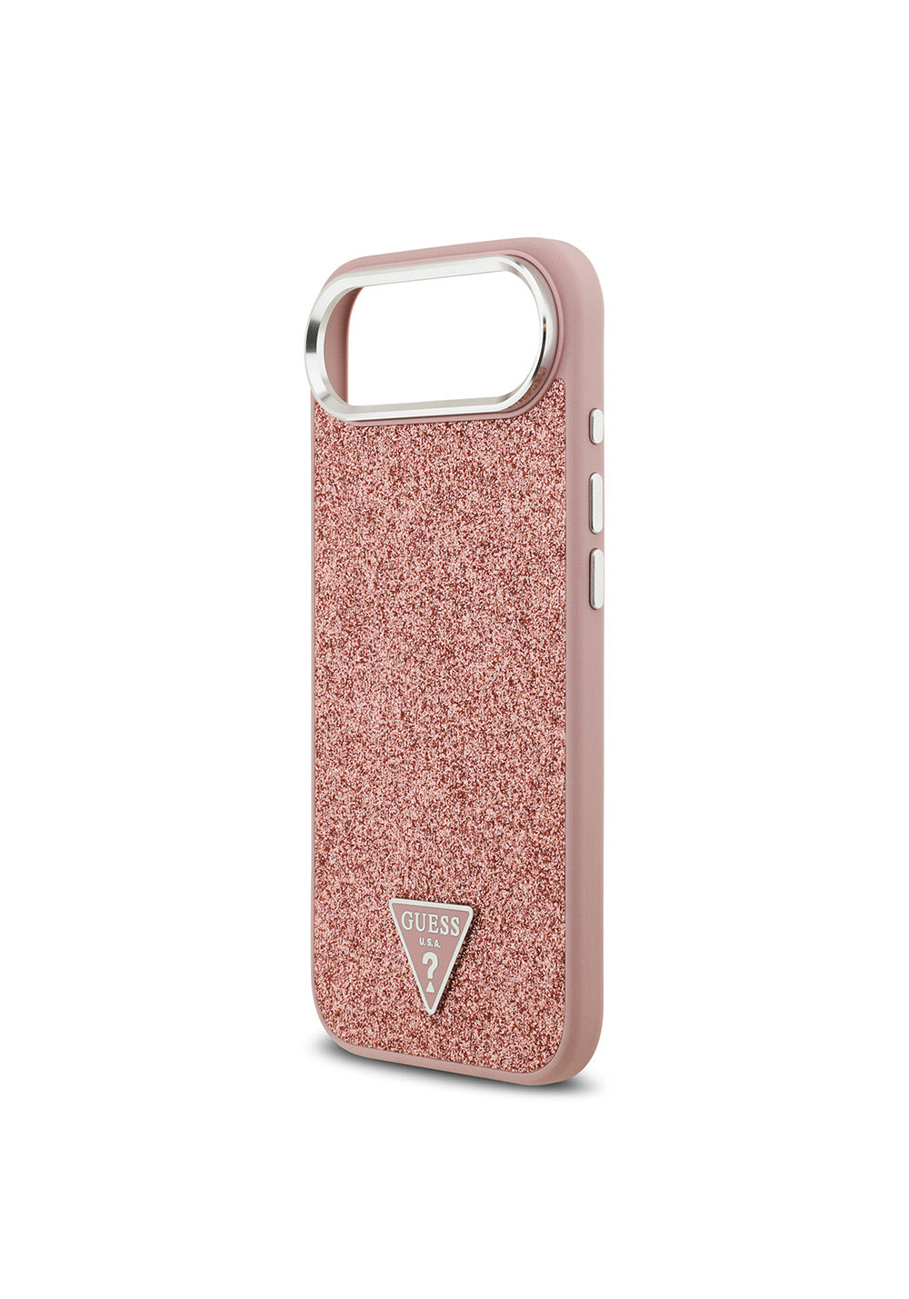 Apple iPhone 17 Air Kılıf Guess Orijinal Lisanslı Manyetik Şarj Uyumlu Metal Kamera Çerçeveli Üçgen Logolu Glitter Kapak