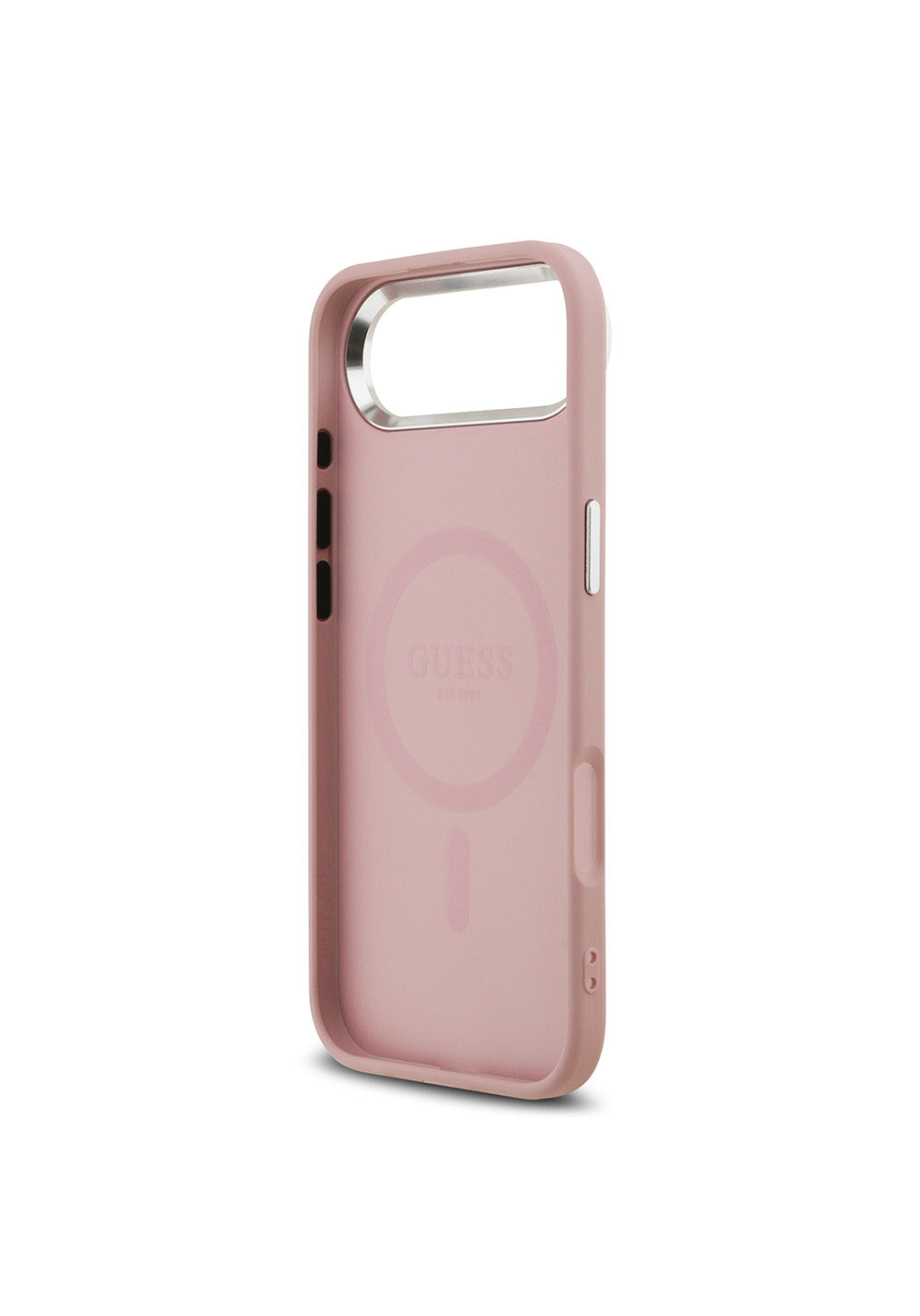 Apple iPhone 17 Air Kılıf Guess Orijinal Lisanslı Manyetik Şarj Uyumlu Metal Kamera Çerçeveli Üçgen Logolu Glitter Kapak