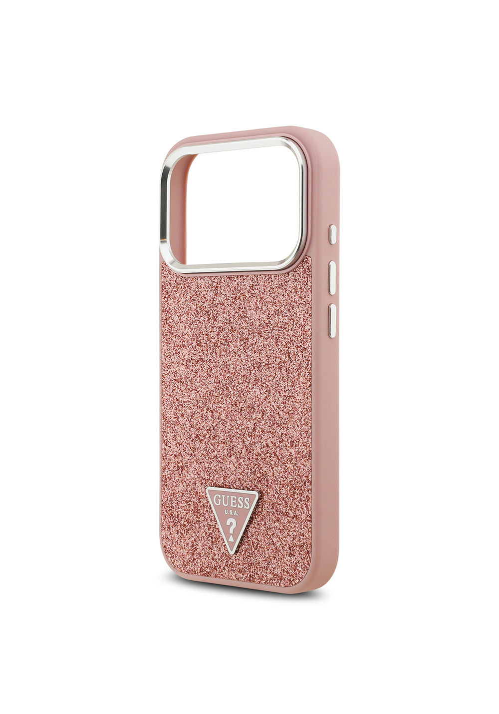 Apple iPhone 17 Pro Kılıf Guess Orijinal Lisanslı Manyetik Şarj Uyumlu Metal Kamera Çerçeveli Üçgen Logolu Glitter Kapak