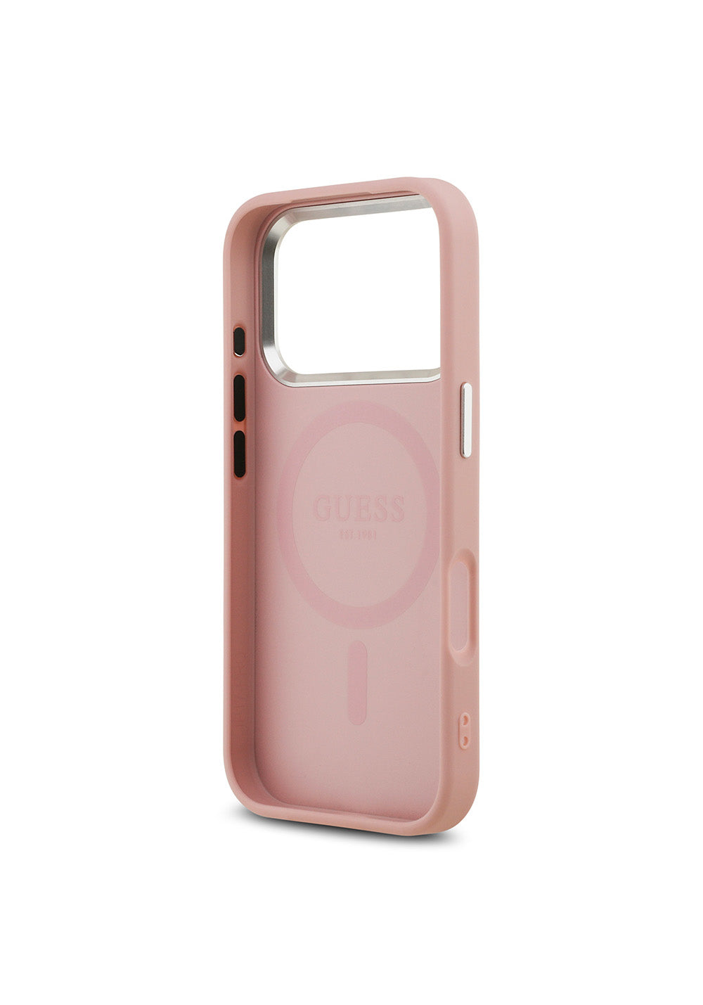 Apple iPhone 17 Pro Kılıf Guess Orijinal Lisanslı Manyetik Şarj Uyumlu Metal Kamera Çerçeveli Üçgen Logolu Glitter Kapak