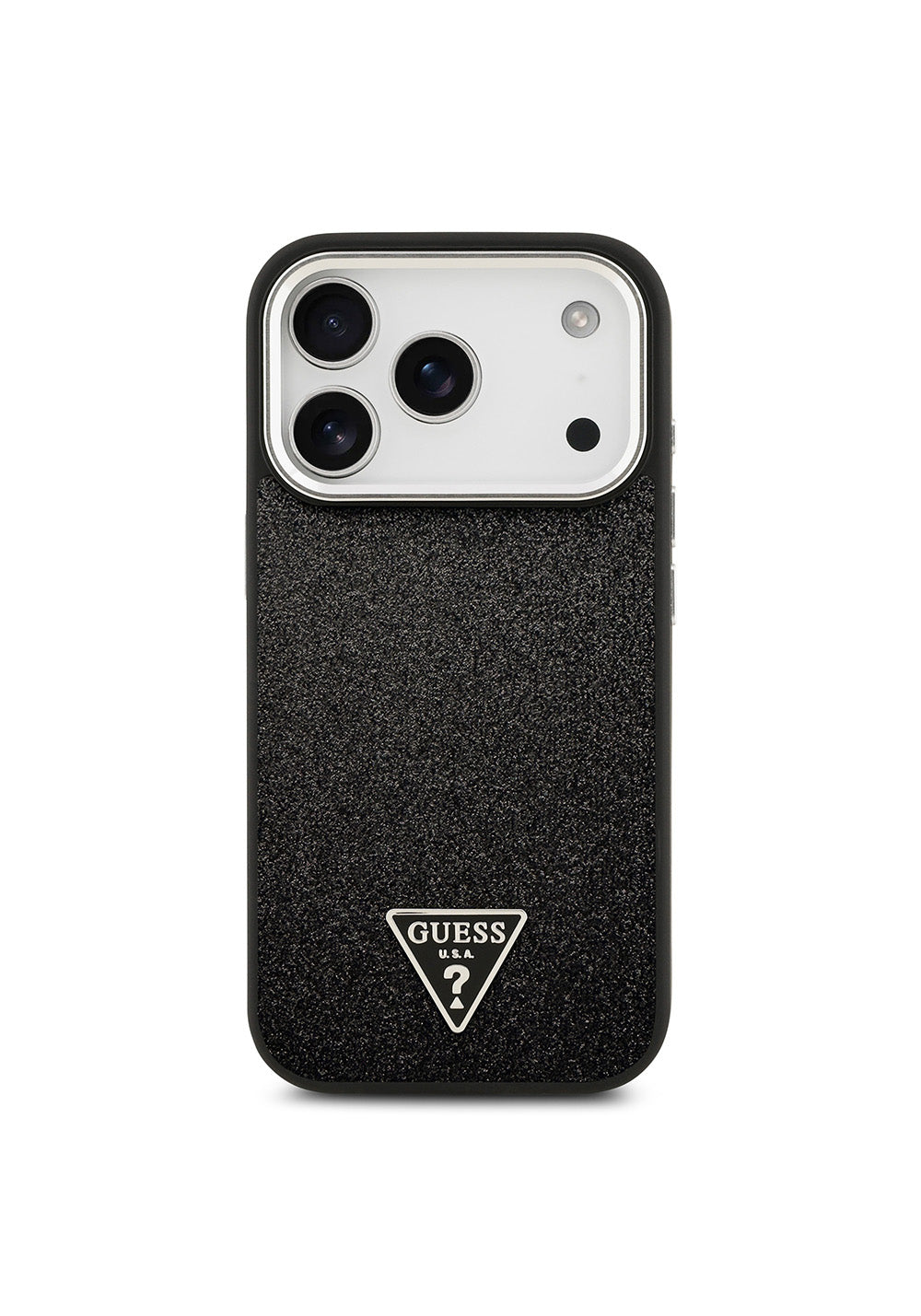 Apple iPhone 17 Pro Kılıf Guess Orijinal Lisanslı Manyetik Şarj Uyumlu Metal Kamera Çerçeveli Üçgen Logolu Glitter Kapak