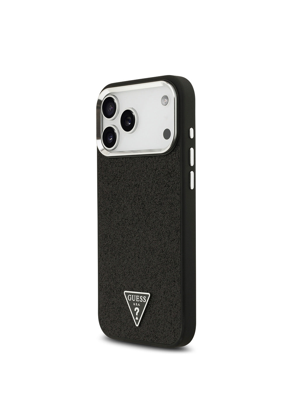 Apple iPhone 17 Pro Max Kılıf Guess Orijinal Lisanslı Manyetik Şarj Uyumlu Metal Kamera Çerçeveli Üçgen Logolu Glitter Kapak