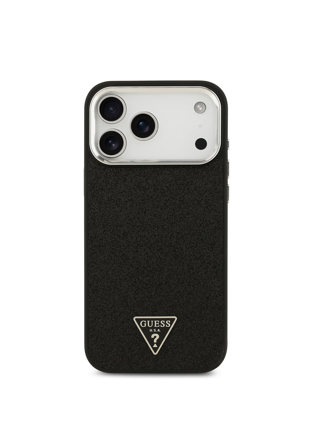 Apple iPhone 17 Pro Max Kılıf Guess Orijinal Lisanslı Manyetik Şarj Uyumlu Metal Kamera Çerçeveli Üçgen Logolu Glitter Kapak